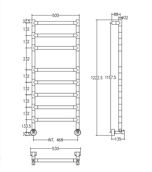 Полотенцесушитель Margaroli Sereno 4-484/8, водяной, никель шлифованный