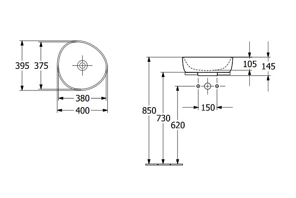 Раковина накладная Villeroy & Boch Antao 40х40, CeramicPlus, 4A7240AM, из TitanCeram, Almond