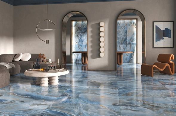 Керамогранит Bottega Glamour 60х120 Full Polished, Onice Blue, 8,5 мм