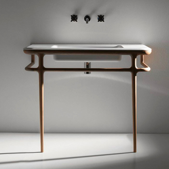 Консоль с раковиной Antonio Lupi Ilbagno 90, 90x54, массив дерева, стекло 12 мм