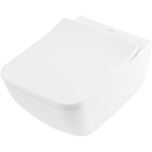 Унитаз подвесной Villeroy&Boch Venticello 56х37, CeramicPlus, 4611RSR1, c сиденьем