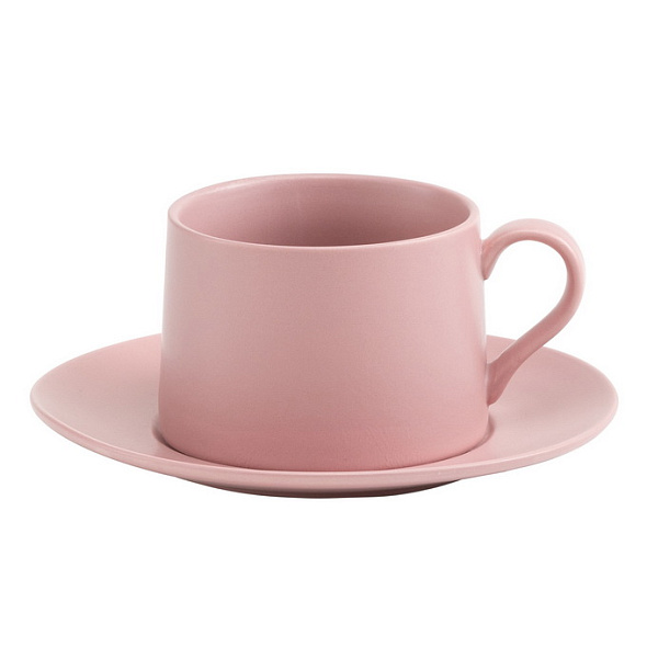 Чашка чайная с блюдцем Levante 435 мл, розовая