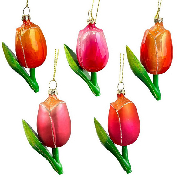 Елочная игрушка "Тюльпан" 9,5 см, в ассортименте