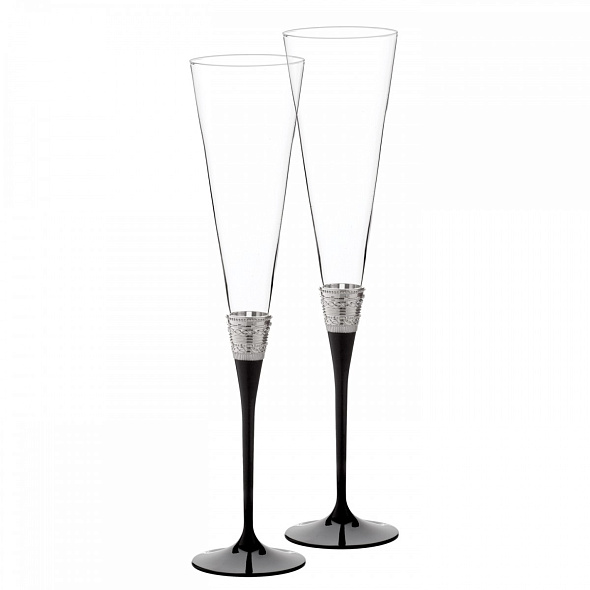Набор бокалов для шампанского Vera Wang With Love Noir Silver, 2 шт