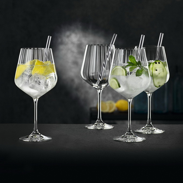 Набор бокалов для джина с трубочками Gin&Tonic 640 мл, 4 шт