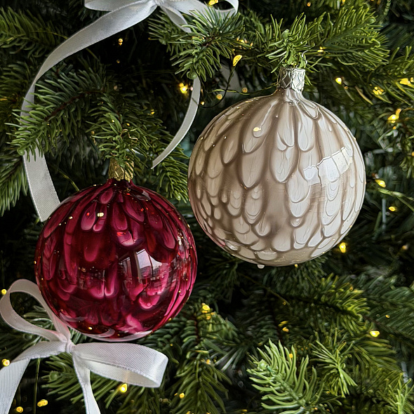 Елочный шар "Жемчужная галька" 8 см