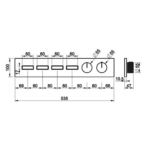 Внешняя часть Gessi HI-FI 63016.708 смесителя термостатического, брашированyая медь PVD