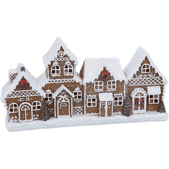 Фигурка с подсветкой "Пряничная деревня с бордюром" 12х23х6 см 
