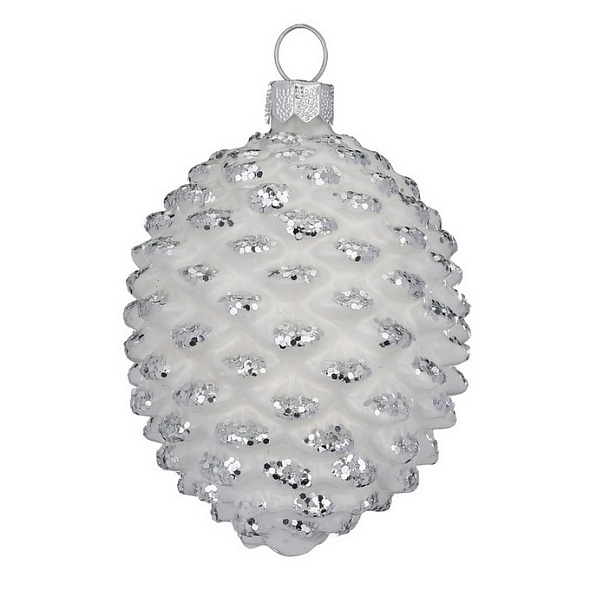 Елочная игрушка "Шишка" 8 см, белая