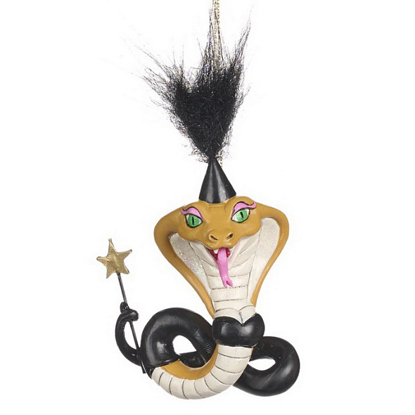 Елочная игрушка "Змея с волшебной палочкой" 10 см