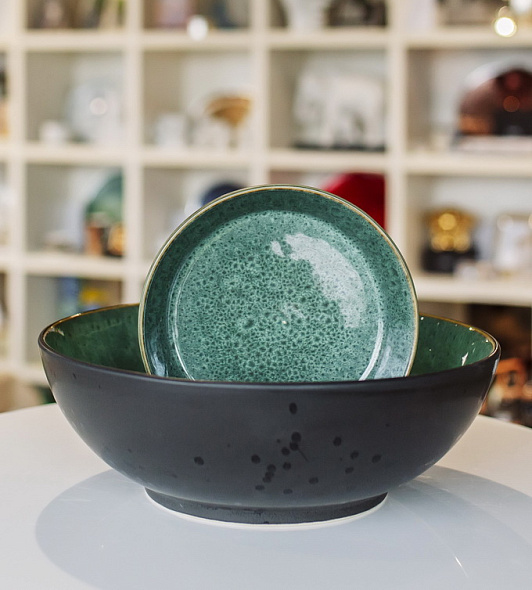 Салатник Bitz 24 см, чёрный/зелёный