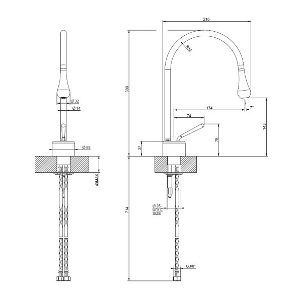 Смеситель для раковины Gessi Goccia 33601.279, белый матовый