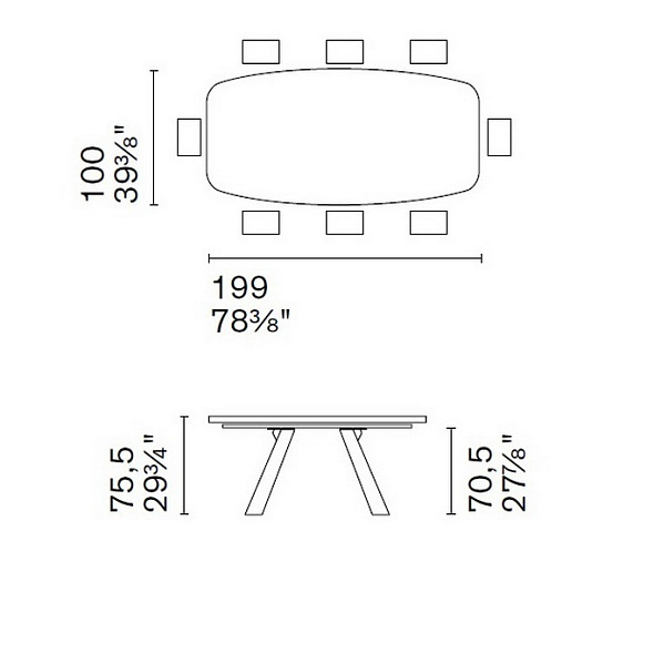 Стол Calligaris Icaro 199х100, Bronze