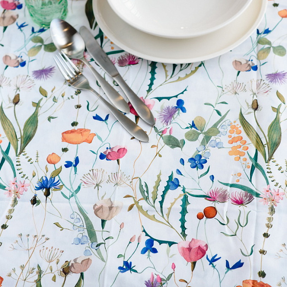 Скатерть круглая Textile Flora 170 см, белая