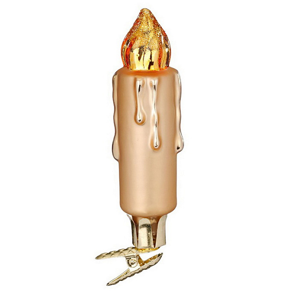 Елочная игрушка на клипсе "Свеча" 10,5 см, цвет золото