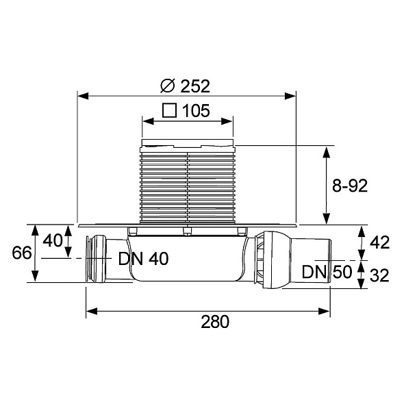 Дренажный канал TECE Drainpointс S 3601100, с универсальным фланцем