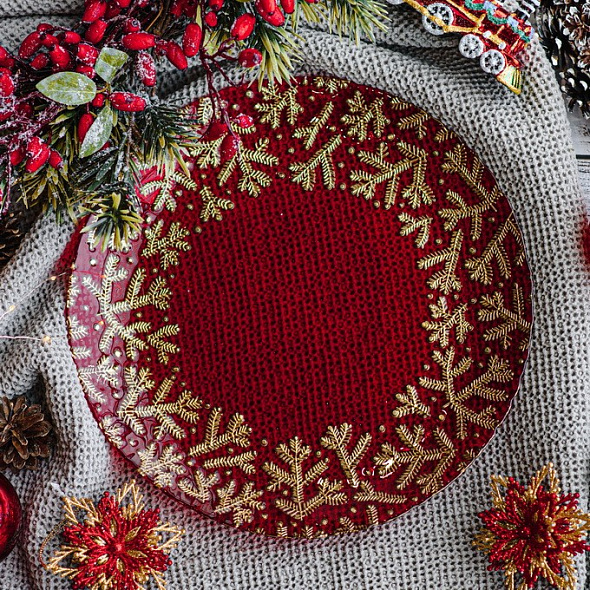 Блюдо сервировочное Natale Holly Gold 33 см