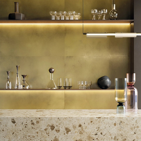 Керамогранит Italon Continuum 80х160 Naturale, Brass Gold, 9 мм