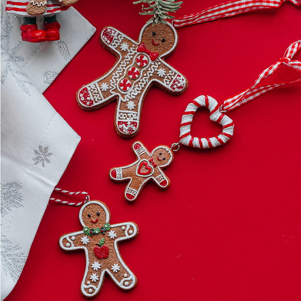 Елочная игрушка "Пряничный человечек" 8 см, в ассортименте