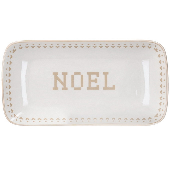 Блюдо прямоугольное Noel 22х11 см, бежевое