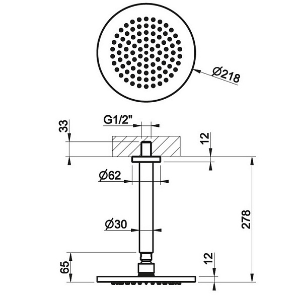 Лейка для душа Gessi 316 54151.239, потолочная, брашированная сталь