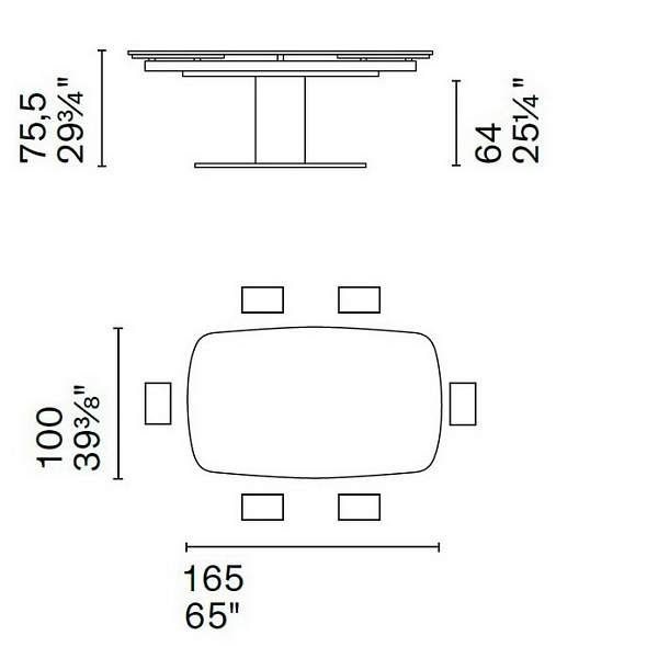 Стол Calligaris Cameo 165(241)х100, Bronze
