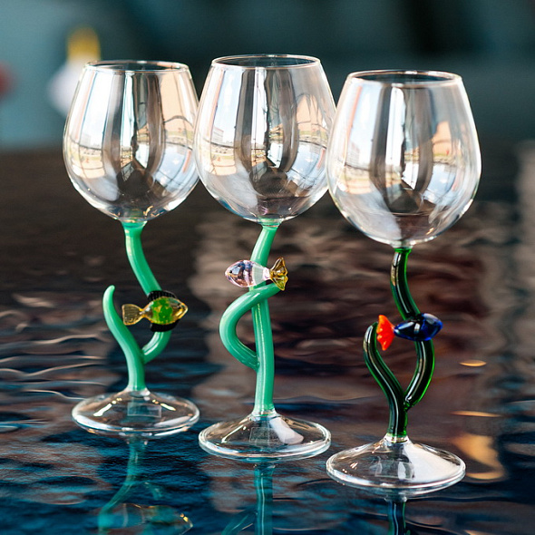 Бокал Marine Garden 350 мл, янтарная рыба