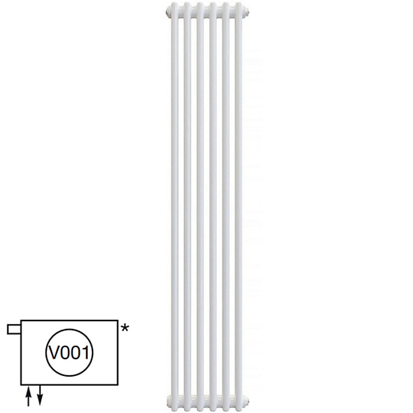 Радиатор Zehnder Сharleston 2180-6, 179х30, 1/2, V001 (V002), с термовентилем, белый