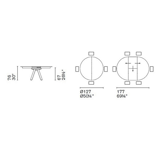 Стол Calligaris Atlante 127(177)х127, Cement