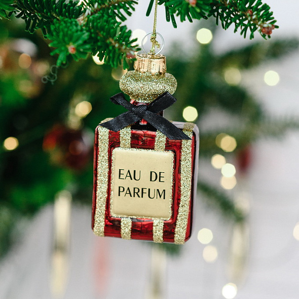Новогодняя игрушка "Флакон духов" 9 см