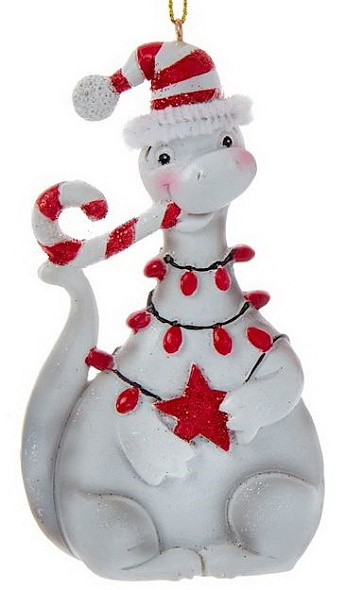 Игрушка на елку "Дракоша белый" 10 см