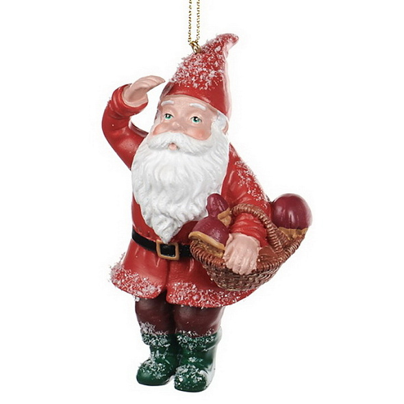 Игрушка на елку "Санта с лукошком" 10 см