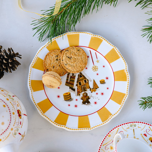 Тарелка салатная Christmas Love 22 см, бежевая