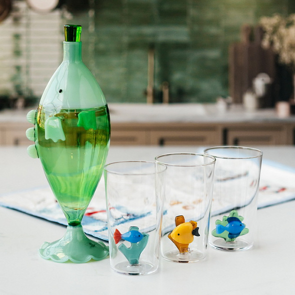 Бокал лонгдринк Marine Garden 450 мл, желтая рыба и водоросль