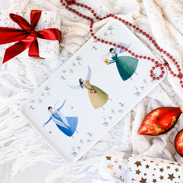 Блюдо прямоугольное "Ангелы" 26,3х16,4 см