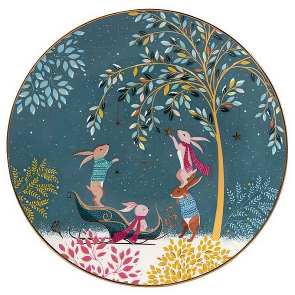 Тарелка салатная "Зайцы на санках" Woodland Tales 20 см