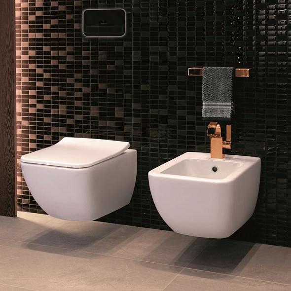 Унитаз подвесной Villeroy&Boch Venticello 56х37, CeramicPlus, 4611RSR1, c сиденьем