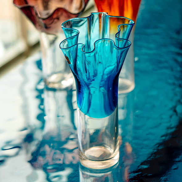 Ваза Glass Design Bizarre 32 см, голубая