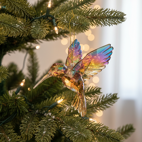 Елочная игрушка "Колибри радужный" 10 см