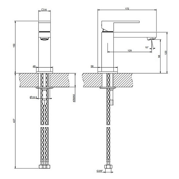Смеситель для раковины Gessi Rettangolo 20002.149, никель матовый