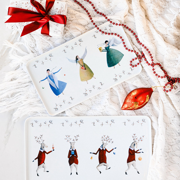 Блюдо прямоугольное "Ангелы" 26,3х16,4 см