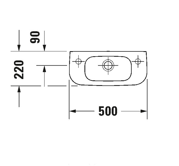 Раковина Duravit D-Code 50х22, отверстие слева, санфарфор