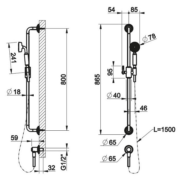 Комплект для душа Gessi Venti20 65142.149, без смесителя, брашированный никель
