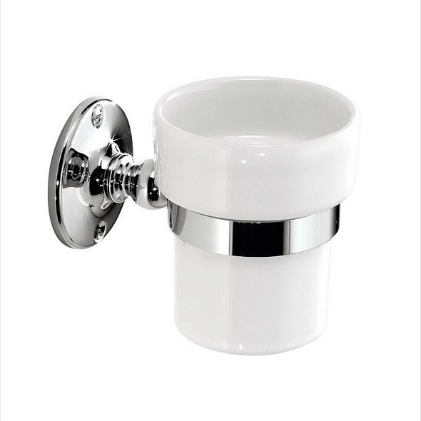 Стаканчик керамический Devon & Devon Cavendish WM03CR, с держателем, хром