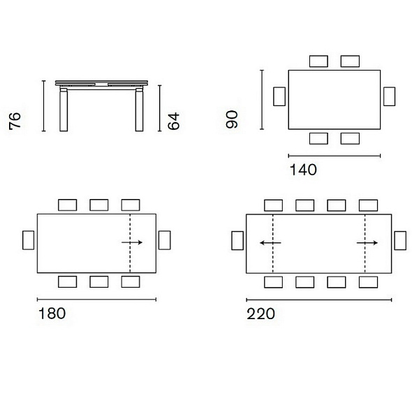 Стол Calligaris Levante 140(220)х90