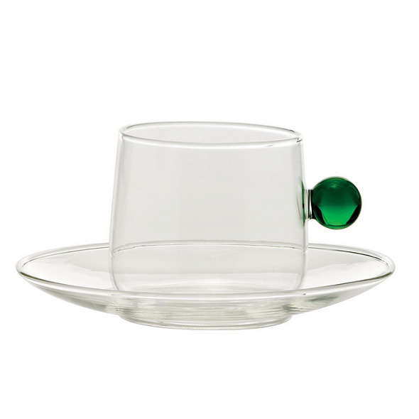 Чашка чайная с блюдцем Bilia 220 мл, зеленая