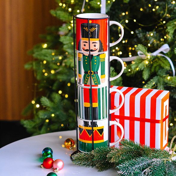 Набор кружек в подставке Toy Soldier 370 мл, 4 шт