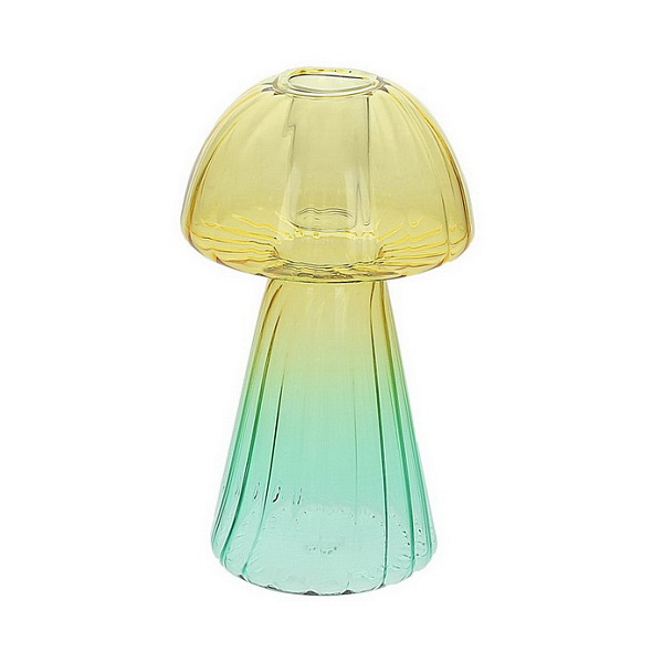 Подсвечник Glass Design Mushroom 15 см, желтый/зеленый