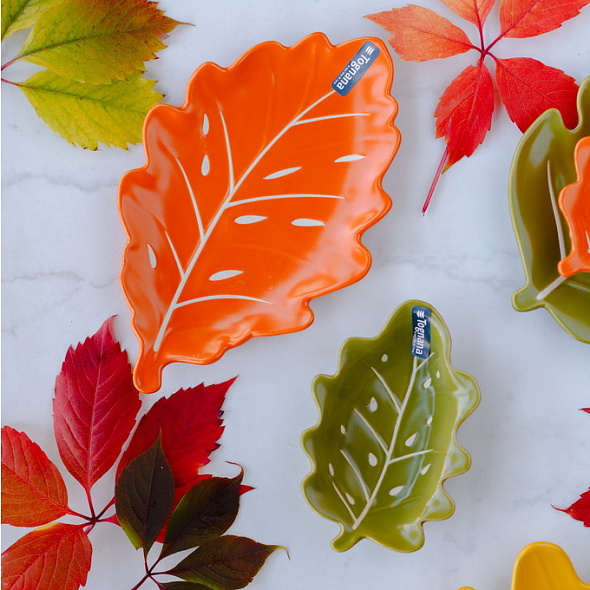 Блюдо-лист Relief Foglie 24х16х3 см, оранжевое