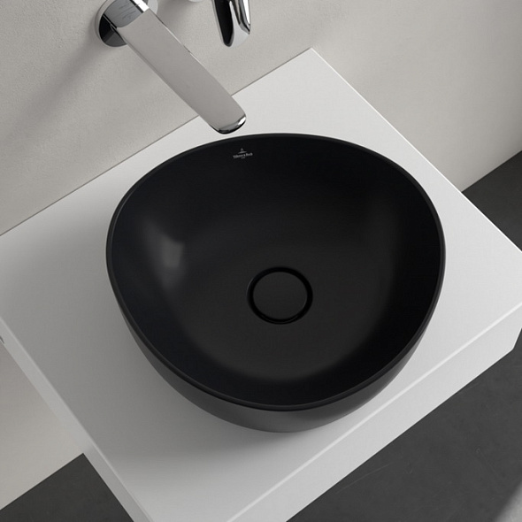 Раковина накладная Villeroy & Boch Antao 40х40, CeramicPlus,4A7240R7, TitanCeram, Pure Black